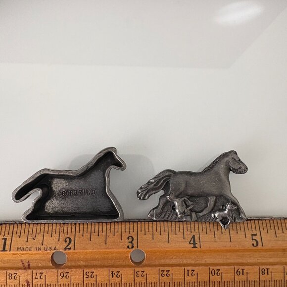 Vintage Torino Pewter Trinket Box Pin Earrings - Picture 2 of 3